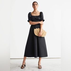 Like new & Other Stories milkmaid Cotton Black Midi Dress